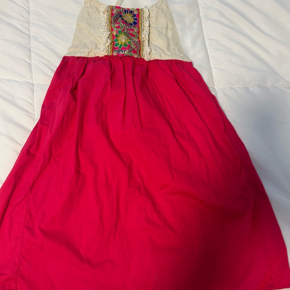 Girls Pink Embroidered Bodice Sundress by